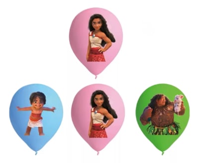 Pack 12 Globos Latex Diseño Moana Simea Y Maui De Pelicula