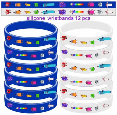 Pack 12 Pulseras Cumpleaños Fiestas Numberblocks Silicona1