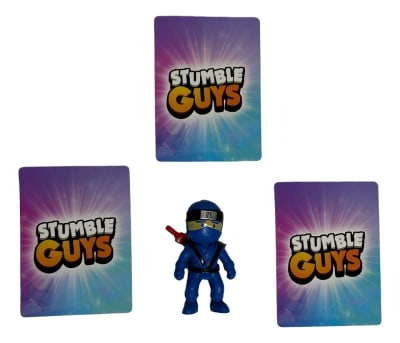 Figura 7cm Ninja Azul Stumble Guys + 3 Tarjetas Azar