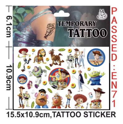 Tatuajes Temporales Toy Story 16 Diseños Para Cumpleaños 3cm