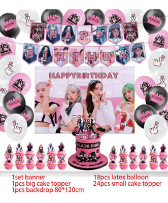 Kit Cumpleaños Blackpink Diseño Ice Cream + Tela Fondo1