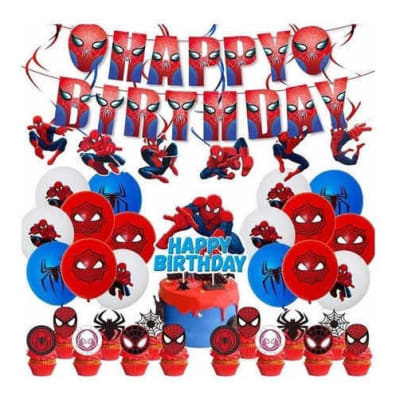 Kit Decoration Globos Cotillón Spider Man Hombre Araña1
