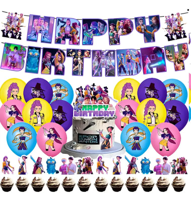 Kit Fiesta Cumpleaños Huntrix Kpop Demon Hunter 30 Pzs