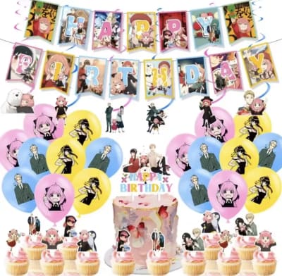 Kit Decoracion Cumpleanos Spy X Family Globos Banner1