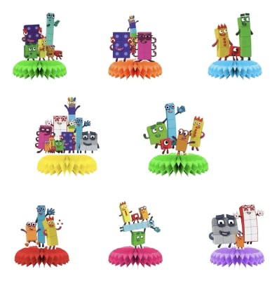 Pack 8 Adornos Mesa Numberblocks Cumpleaños 18 Cm Decoración