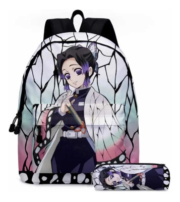 Mochila Shinobu + Estuche Kimetsu No Yaiba 38x13x33