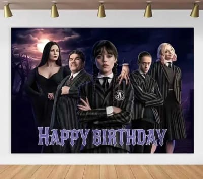 Tela De Fondo Decoración Cumpleaños Merlina Wednesday Never