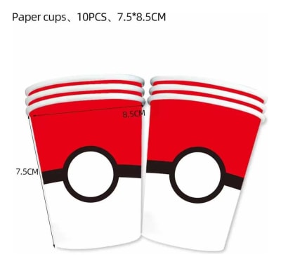 Pack 10 Vasos Formas Pokeball Cumpleaños Pokebola