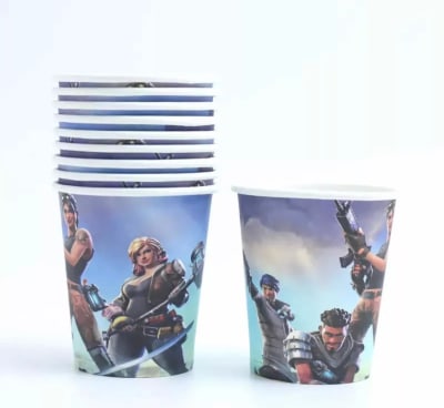 Pack 10 Vasos F Ortnite Cumpleaños Niños