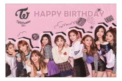 Fondo Cumpleaños Kpop Twice Banner Tela 100x150cm
