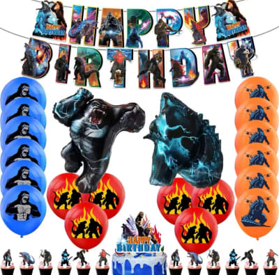 Kit Cumpleaños Diseño Godzilla X Kong Cotillon Decoracion