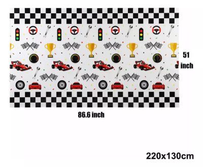 Mantel Cumpleaños Diseño Hot Wheel 220x130 Cm Decoración1