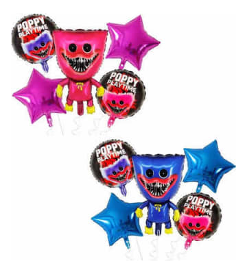 Pack Globos Metalizados Huggy Wuggy Kissy Missy Cumpleaños1