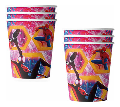 Pack 10 Vasos Diseño Spider Man Miles Morales Fiestas Niños