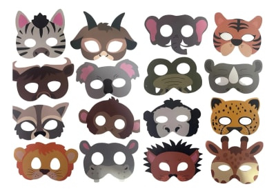 Pack 16 Antifaces Animalitos Cartulina Resistente Cumpleaños