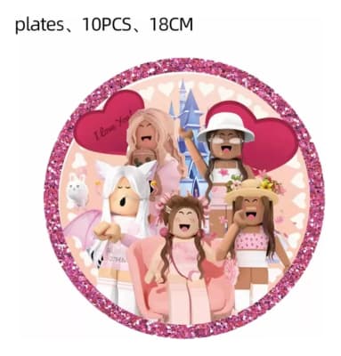 Pack 10 Platos Cumpleaños Roblox Niña Girl1