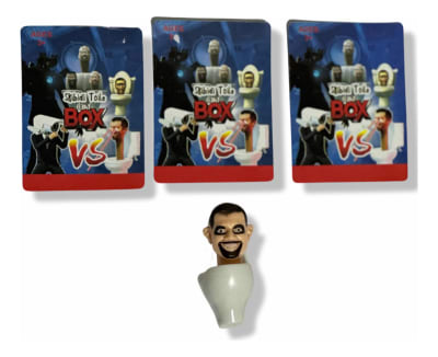Figura Alienígena Skibidi Toilet Risa + 3 Tarjetas Azar 6cm1
