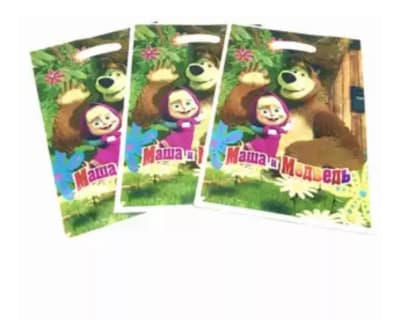 Pack 10 Bolsitas Cumpleaños Masha Y El Oso