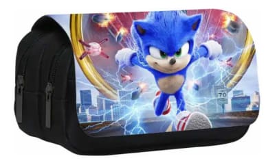 Estuche Escolar Lápices Sonic 2 Anillo 3compartimientos