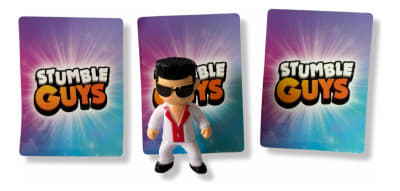 Figura 7cm Disco Dan Stumble Guys + 3 Tarjetas Al Azar