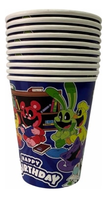 Pack 10 Vasos Decoración Smiling Critters Diseño Cumpleaños1
