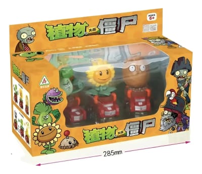 Set 3 Figuras Plants Vs Zombies Con Carritos Juguete