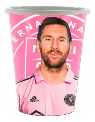 Pack 10 Vasos Lionel Messi Cumpleaños Decoración Inter Miami1