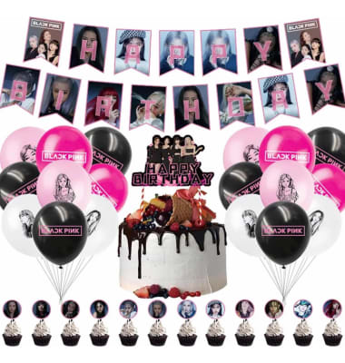 Kit Globos Cumpleaños Decoración K-pop Blackpink Adornos1