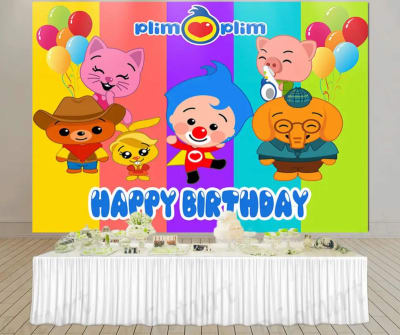 Tela De Fondo Diseño Plim Plim Cumpleaños Decoración1