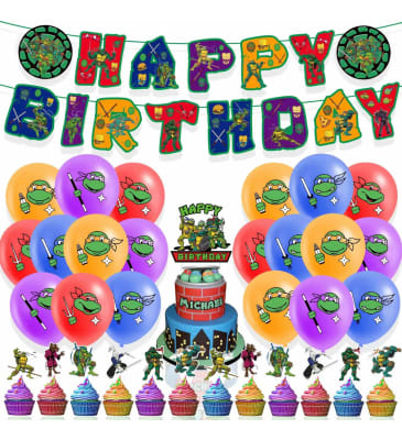 Kit Cumpleaños Globos Tortugas Ninja 2023 Diseño Decoración1