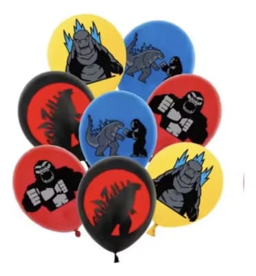 Pack 12 Globos Látex Godzilla King Kong Cumpleaños 30cm Multicolor