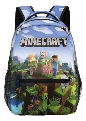 Mochila Escolar Diseño Completo Minecraft 18lt 40x30x15cm