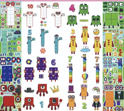 Set Stickers Armables Numberblocks 8 Hojas Pegatinas Fans