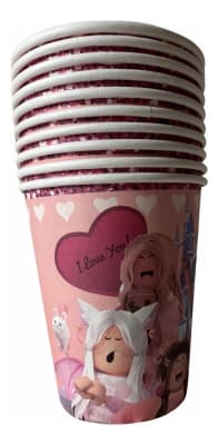Pack 10 Vasos Roblox Girl Cumpleaños Decoración1