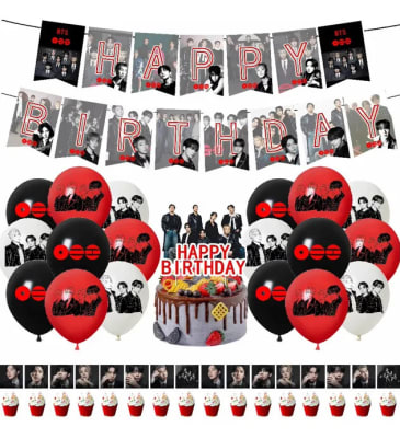 Kit Cumpleaños Arirang K-pop Banner Globos 36 Piezas