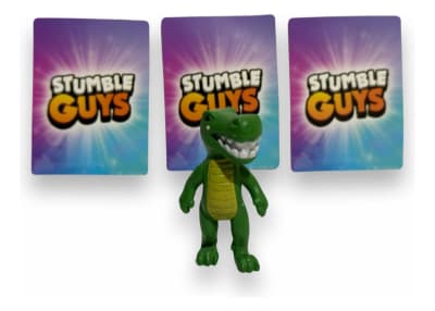 Figura Skin T-rex Stumble Guys 7 Cm + 3 Tarjetas Al Azar
