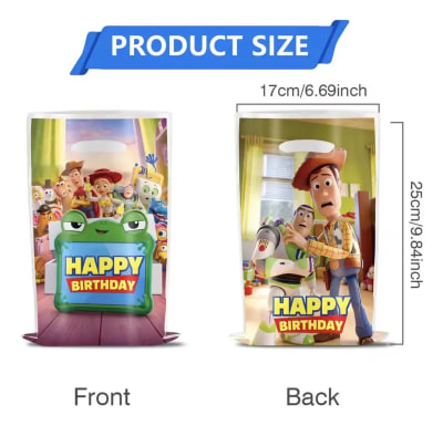 Pack 10 Bolsas Dulces Toy Story 5 Cumpleaños 17x25cm Fiestas