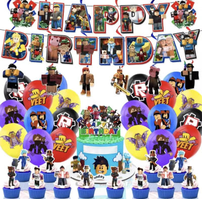 Kit Decoracion Cumpleaños Roblox 36 Piezas Gamer Niños Fiest