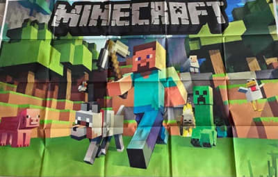 Tela Fondo Sintética Decoración Cumpleaños Minecraft 125x801