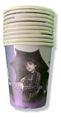 Pack 10 Vasos Merlina Addams Familia Cumpleaños Wednesday