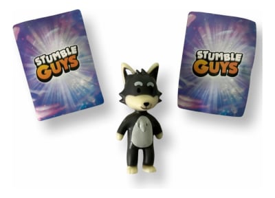 Figura 10cm Silver Fox Stumble Guys + 2 Tarjetas Al Azar
