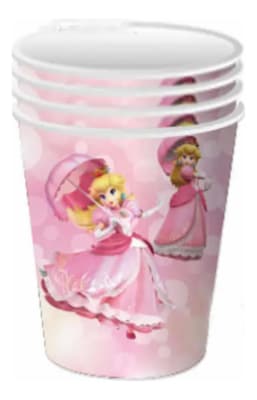 Pack 10 Vasos Cumpleaños Decoracion Princesa Peach Movie Bro1