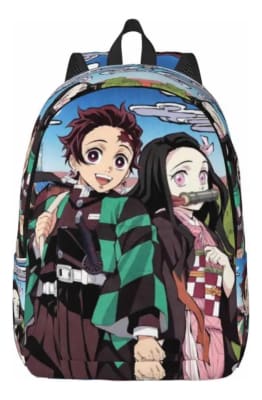 Mochila Escolar Nezuko Y Tanjiro Kamado Material Grueso1
