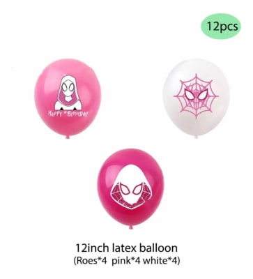 Pack 12 Globos Látex Stacy Gwen Spider Woman Fiestas1