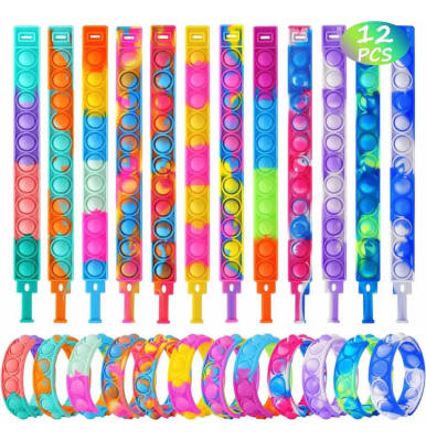Pack 12 Pulseras Diseño Pop It Push Pop Multicolor Fiestas1