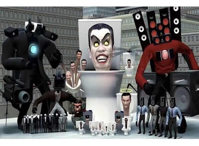 Tela De Fondo Decoración Mesa Cumpleaños Skibidi Toilet