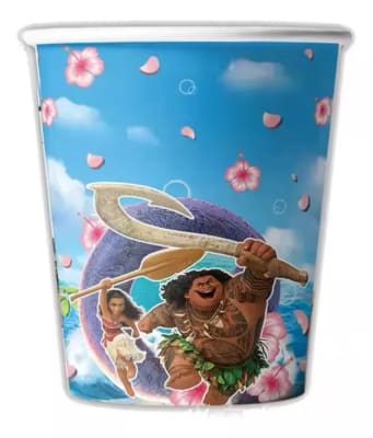 Pack 10 Vasos Diseño Moana 2 Y Maui Cumpleaños Cotillon1