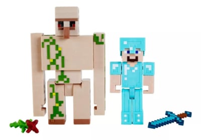 Figura Coleccionable Minecraft Vanilla, Steve And Iron Golem1