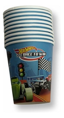 Pack 10 Vasos Hot Wheels Niños Cumpleaños Fiestas V21