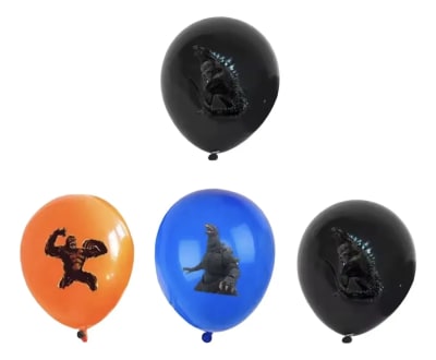 Pack 12 Globos Látex Godzilla King Kong 30 Cm Fiestas Negro1